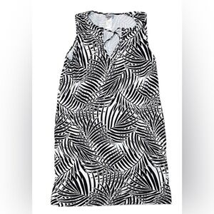 Tommy Bahama Black and White Palm Leaf Shift Sleeveless Spa Dress Size Medium